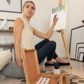 Miniatyrbild 3 av 6: Relaxdays målarset, 22 delar målarsats, trämannekäng, blandingspalett, pensel, staffli, duk, färger