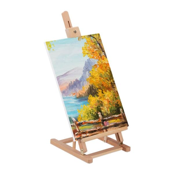 Relaxdays Bordstaffli. vinklingsbart, justerbart i høyden, opptil A3, HxLxD 98 x 29 x 32 cm, bøk, natur