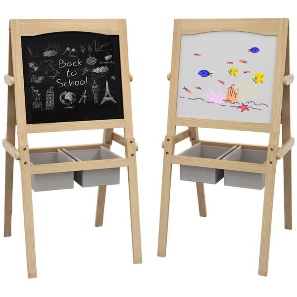 Easel, 3 i 1 Barndesign, Rymlig Storlek,Naturligt Trä