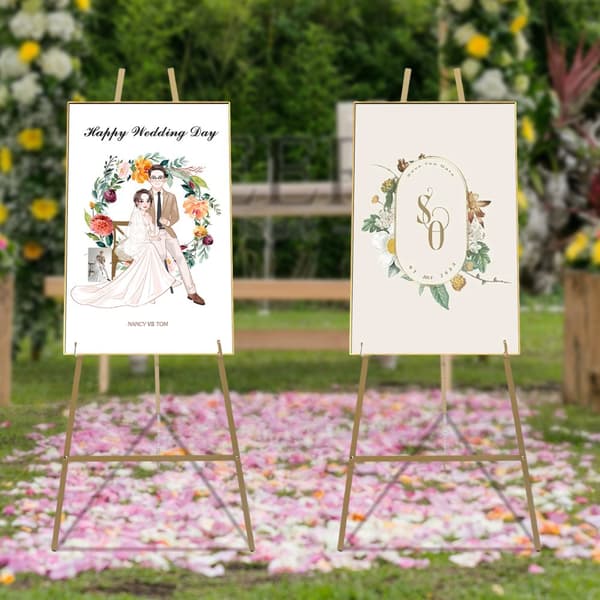 Guldbröllop Easel Ställning, Minimalistisk Design, Stålpipekonstruktion, 5 kg Lastkapacitet