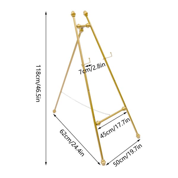 Metal Gulv Staffeli Stativ, Elegant Guld Design, Justerbare Kroge,Guld