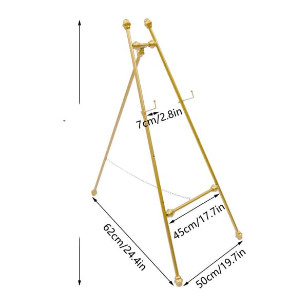 Metal Gulv Staffeli Stativ, Elegant Guld Design, Justerbare Kroge,Guld