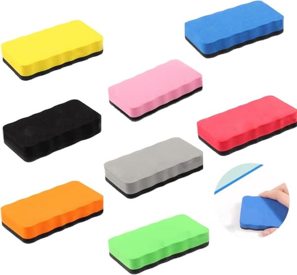 Lollanda 8-pak Magnetisk Mini Whiteboard Viskelæder – Filt Viskelæder 10,5 x 5,5 x 2 cm