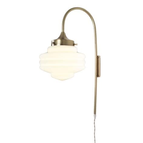 Vägglampa Rundad Valter Mässing/Opal Vit