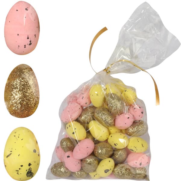 Setti monivärisiä styroksimunia pääsiäiskoristeisiin, 48 kpl, 3 cm