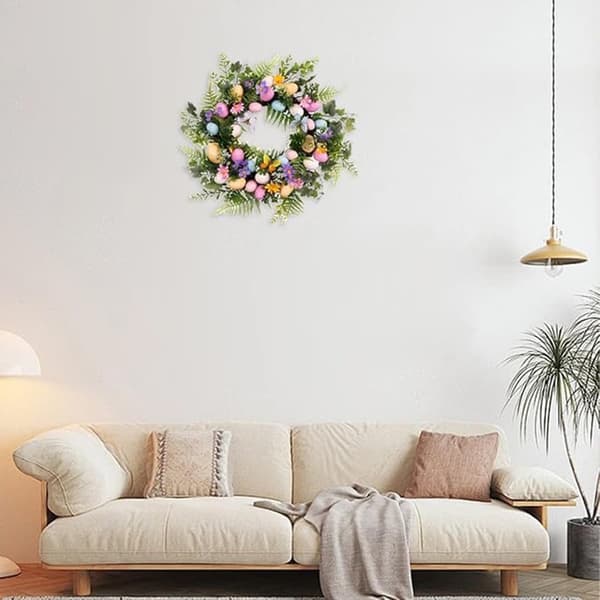 Påskkrans Dekorativ krans Påskäggkrans Kreativ påskdekoration Trädgård 40 cm