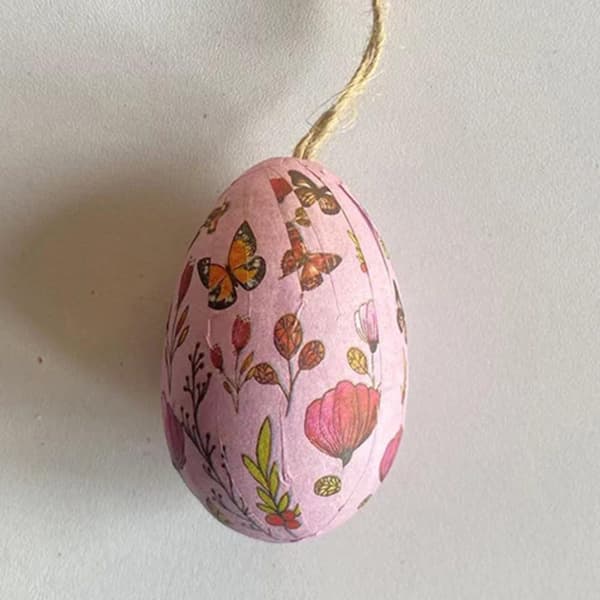 Påskeægsdekoration, 6-pak, 4x6 cm hængende plastæg, udendørs påskedekoration