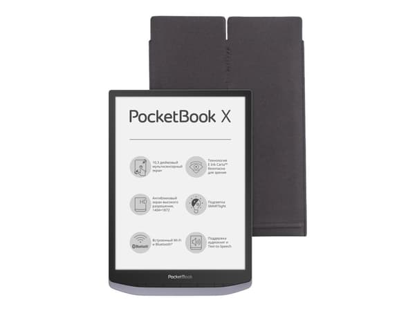 PocketBook - Lommebok for eBook-leser - polyuretan, mikrofiber - svart/gul - 10.3" - for PocketBook InkPad X