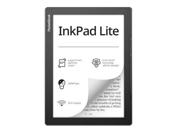 PocketBook InkPad Lite - eBook-leser - 8 GB - 9" monokrom E Ink Carta (1200 x 825) - berøringsskjerm - microSD-spor - Wi-Fi - disgrå