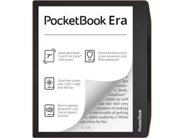 PocketBook Era - eBook-leser - Linux 3.10.65 - 16 GB - 7" 16 grånivåer (4-bts) E Ink Carta (1264 x 1680) - berøringsskjerm - Bluetooth - stjernestøvs