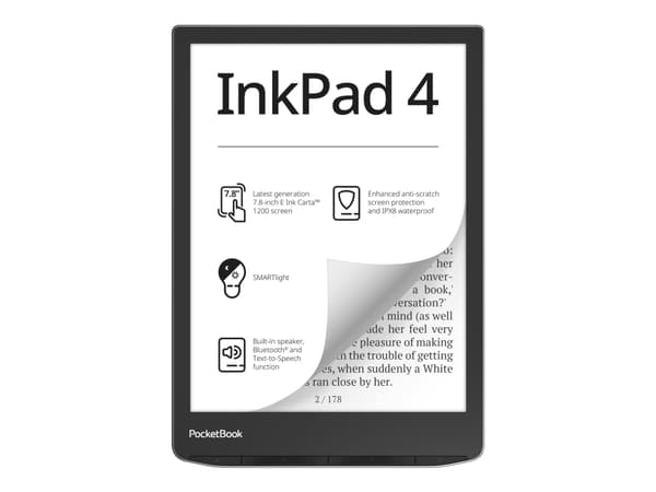 PocketBook InkPad 4 - eBook-leser - Linux 3.10.65 - 32 GB - 7.8" monokrom E Ink Carta 1200 (1872 x 1404) - berøringsskjerm - Wi-Fi, Bluetooth - stjer