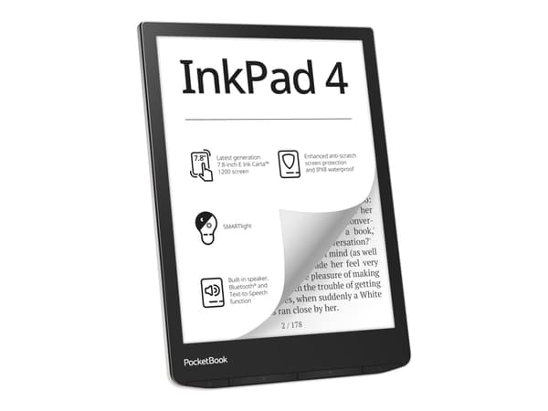 PocketBook InkPad 4 - eBook-leser - Linux 3.10.65 - 32 GB - 7.8" monokrom E Ink Carta 1200 (1872 x 1404) - berøringsskjerm - Wi-Fi, Bluetooth - stjer Sølv