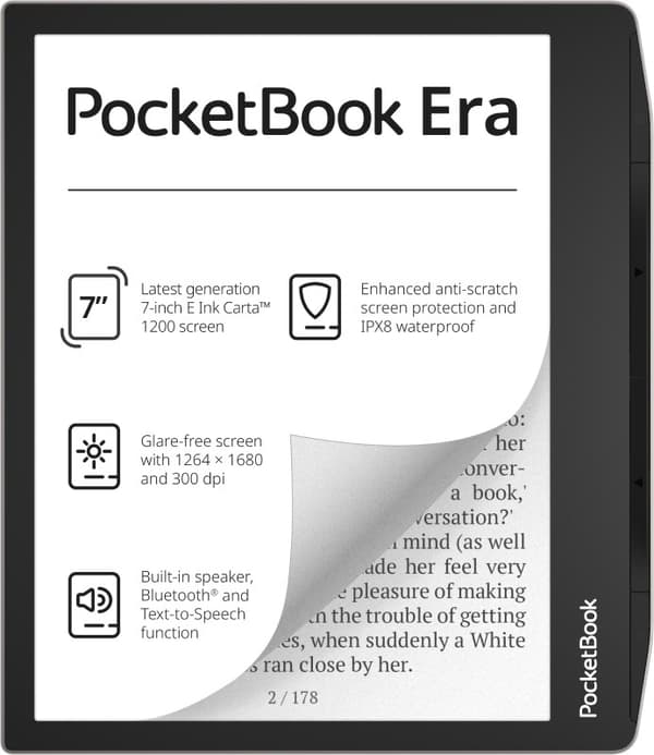PocketBook 700 Era Silver e-boksläsare Pekskärm 16 GB Svart, Silver