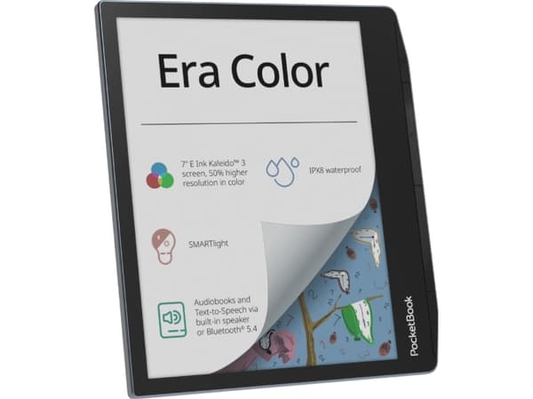 PocketBook Era Color, 17,8 cm (7"), E Ink Kaleido, 1264 x 1680 pixlar, 632 x 840 pixlar, ACSM, AZW, AZW3, CBR, CBZ, CHM, DOC, DOCX, DjVu, EPUB, EPUB