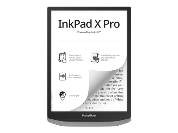 PocketBook InkPad X Pro - eBook-leser - Android 8.1 (Oreo) - 32 GB - 10.3" monokrom E Ink Mobius (1872 x 1404) - berøringsskjerm - Bluetooth, Wi-Fi,