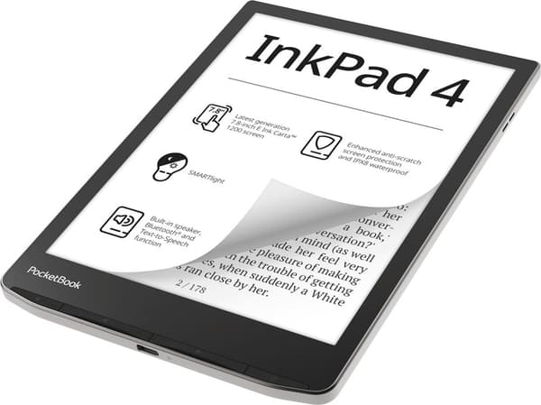 PocketBook InkPad 4 e-boksläsare Pekskärm 32 GB Wi-Fi Svart, Silver