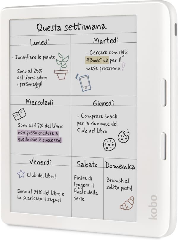 Kobo Libra Colour 7" e-bokleser, hvit