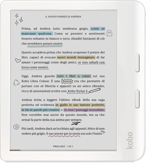 Kobo Libra Colour 7" e-bokleser, hvit