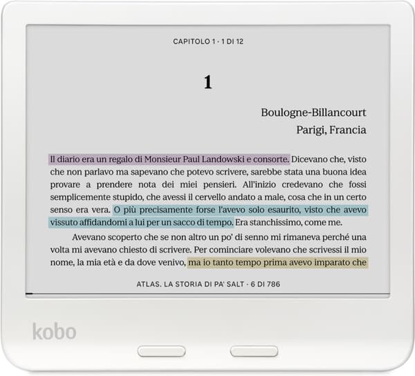 Kobo Libra Colour 7" e-bokleser, hvit