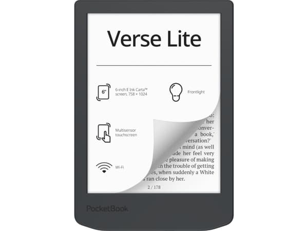 PocketBook Verse Lite, 15,2 cm (6"), E Ink Carta, 758 x 1024 pikseliä, ACSM, AZW, AZW3, CBR, CBZ, CHM, DOC, DOCX, DjVu, EPUB, FB2, FB2.ZIP, HTM, HTML