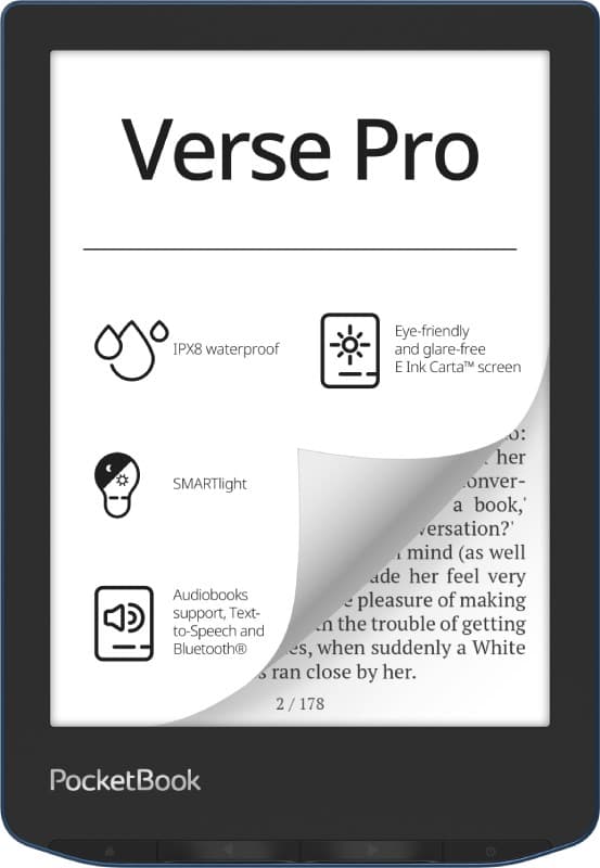 PocketBook Verse Pro e-boksläsare Pekskärm 16 GB Wi-Fi Svart, Blå Svart, Blå