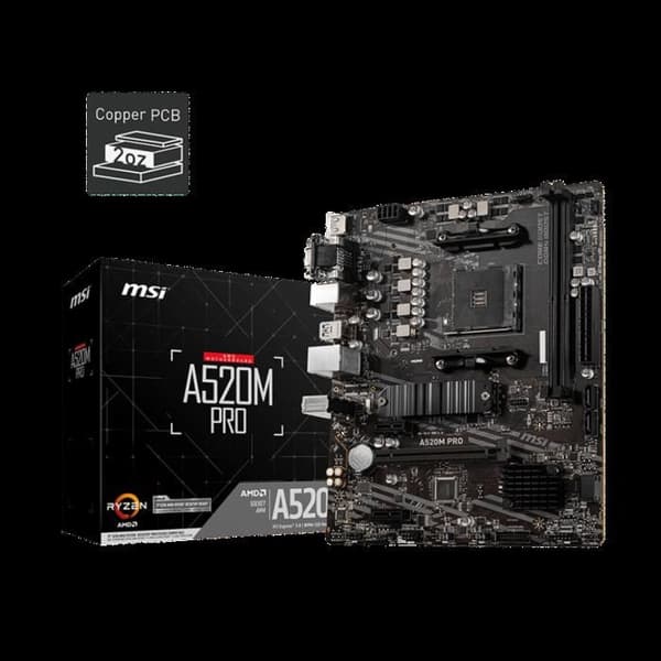 Moderkort - MSI - A520M Pro - Micro ATX - AMD A520 - DDR4 upp till 4600 MHz (OC)