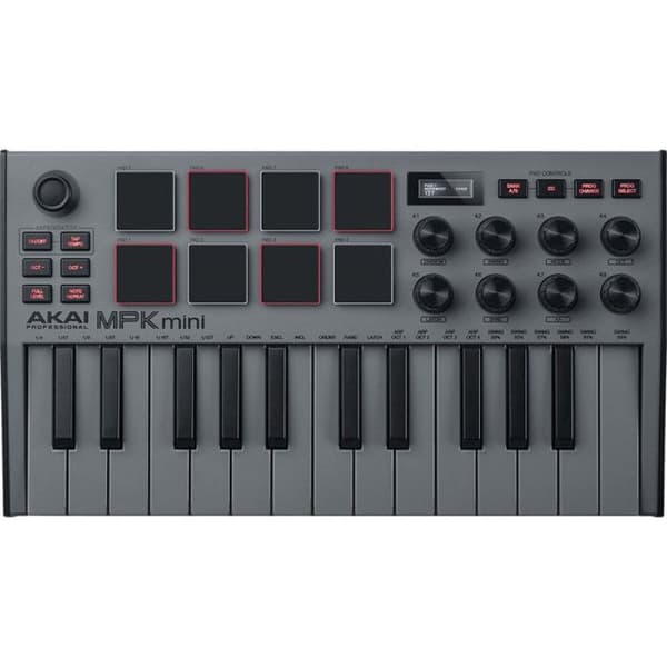 MIDI-keyboard - Akai - MPK Mini MkIII - 25 tangenter - 8 pads - OLED-skärm - Grå