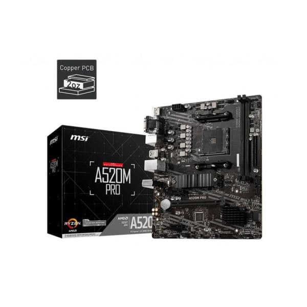 Moderkort - MSI - A520M Pro - Micro ATX - AMD A520 - DDR4 upp till 4600 MHz (OC)