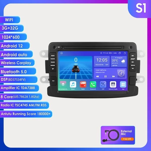 Bilradio Android, Dacia Duster Sandero Logan Dokker Lodgy, Renault Captur Symbol 2012-2017, S1