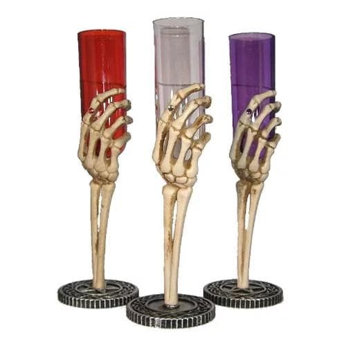Vit Champagneglas med skelette