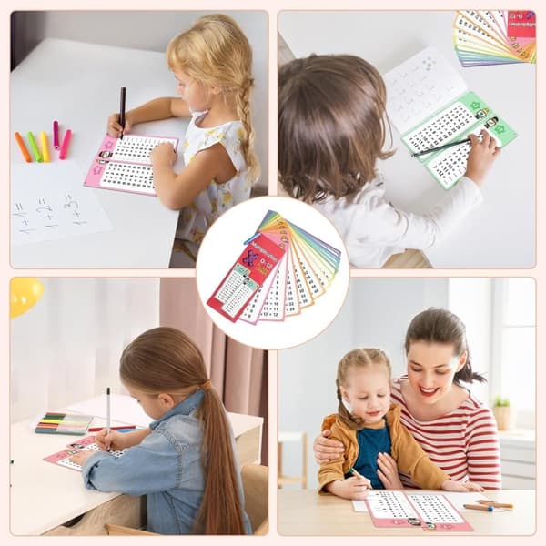 Lollanda Mattekort för addition, subtraktion, multiplikation och division 0-12 – Inklusive 2 whiteboardpennor för interaktivt lärande