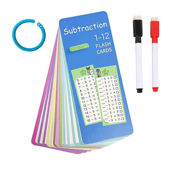 Lollanda Mattekort för addition, subtraktion, multiplikation och division 0-12 – Inklusive 2 whiteboardpennor för interaktivt lärande