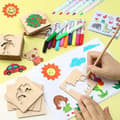 Miniatyrbild 3 av 10: OBOSOE trä målning mall uppsättning Doodle leksak kit för pojkar och flickor hålig Carving ritning verktyg för förskola och grundskola