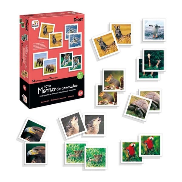 Utbildningsspel Diset Memo Photo Animales 54 Delar
