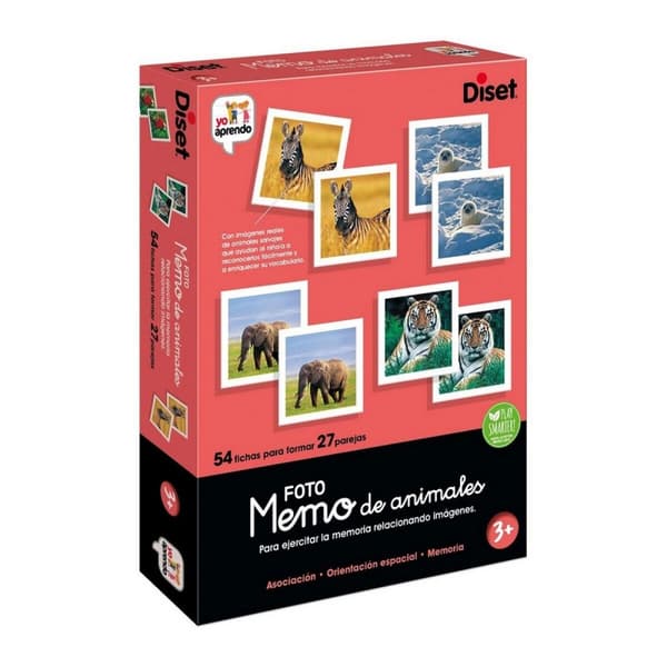 Utbildningsspel Diset Memo Photo Animales 54 Delar