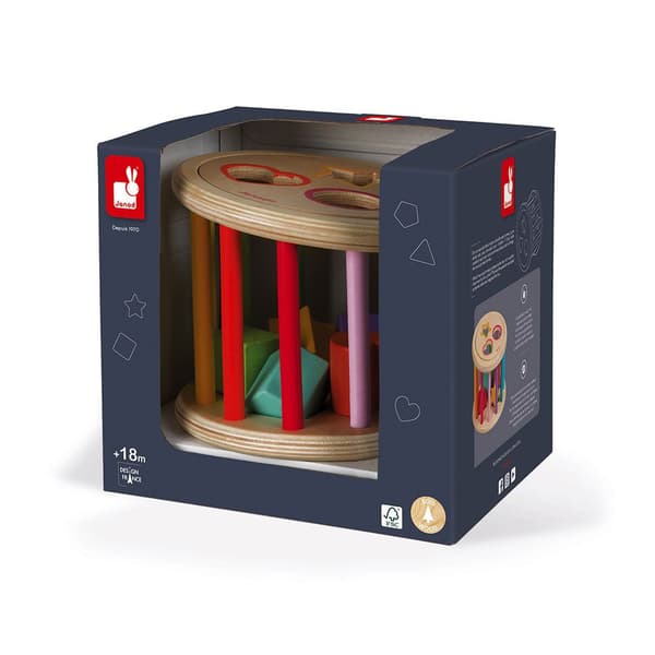 Janod I Wood Shape Sorter Drum Flerfarvet 18 Months-3 Years