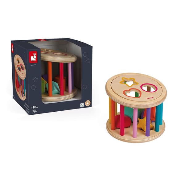 Janod I Wood Shape Sorter Drum Flerfarvet 18 Months-3 Years