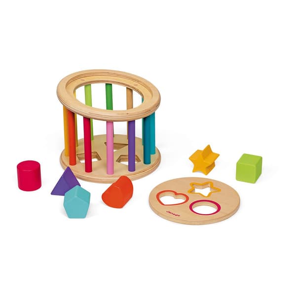 Janod I Wood Shape Sorter Drum Flerfarvet 18 Months-3 Years