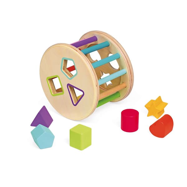 Janod I Wood Shape Sorter Drum Flerfarvet 18 Months-3 Years