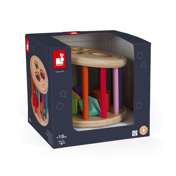 Janod I Wood Shape Sorter Drum Flerfarvet 18 Months-3 Years
