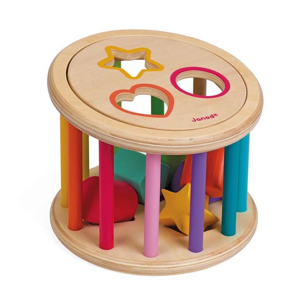 Janod I Wood Shape Sorter Drum Flerfarvet 18 Months-3 Years