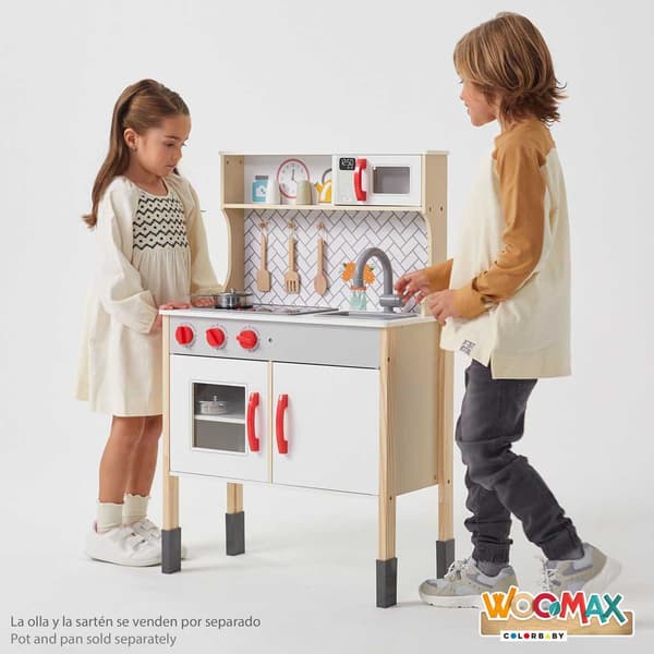 Woomax Træ Køkken Med Lys 59.5x30x94.5 Cm Brun 3 Years