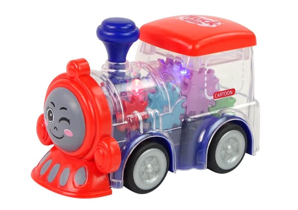 Happy toddler locomotive  LED lights and moving wheels With friction drive