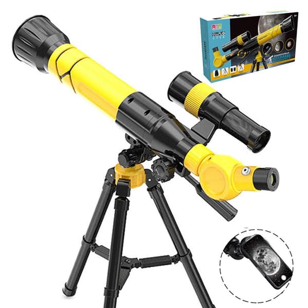 Scientific Educational Telescope With Yellow A  Phone Holder
