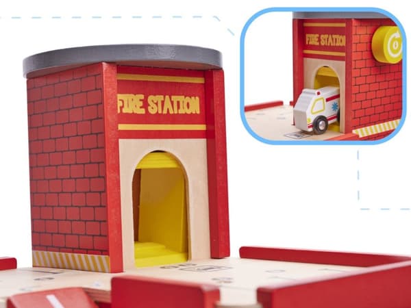 Lulilo Children's Wooden Parking Fire Station