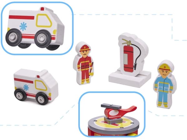 Lulilo Children's Wooden Parking Fire Station