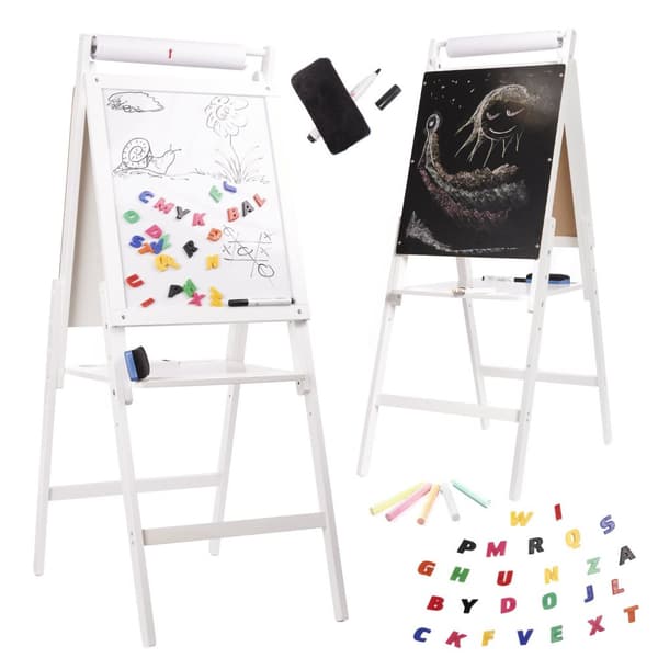 RoGer XXL Two-sided Chalk and Magnetic Wooden Board + Educational accessories