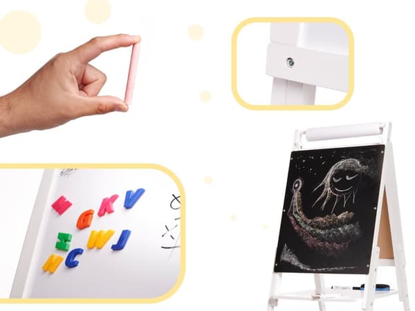 RoGer XXL Two-sided Chalk and Magnetic Wooden Board + Educational accessories