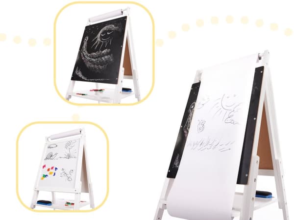 RoGer XXL Two-sided Chalk and Magnetic Wooden Board + Educational accessories