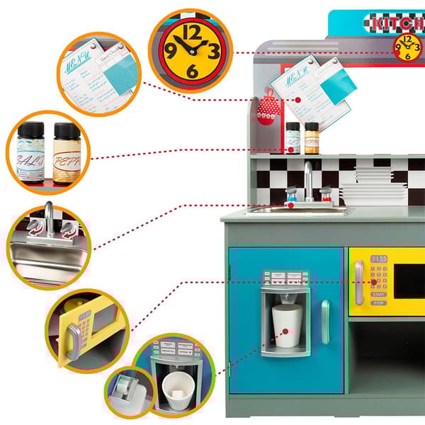 Woomax Legetøjskøkken I Træ Wooden Kitchenette And Retro Flerfarvet 3 Years